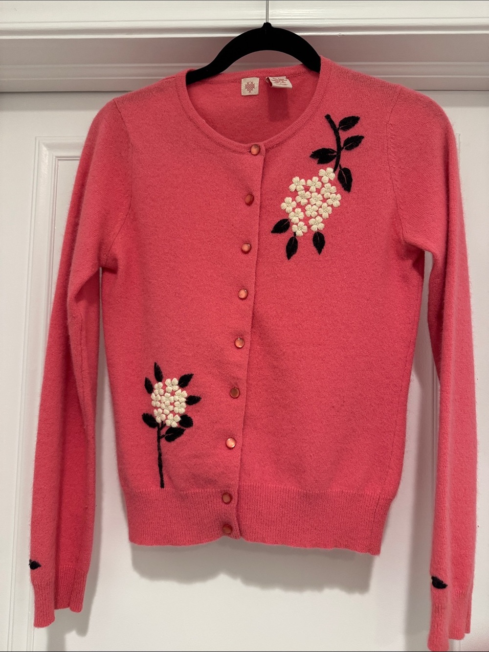Anthropologie Pink Floral Embroidered Women’s Sweater